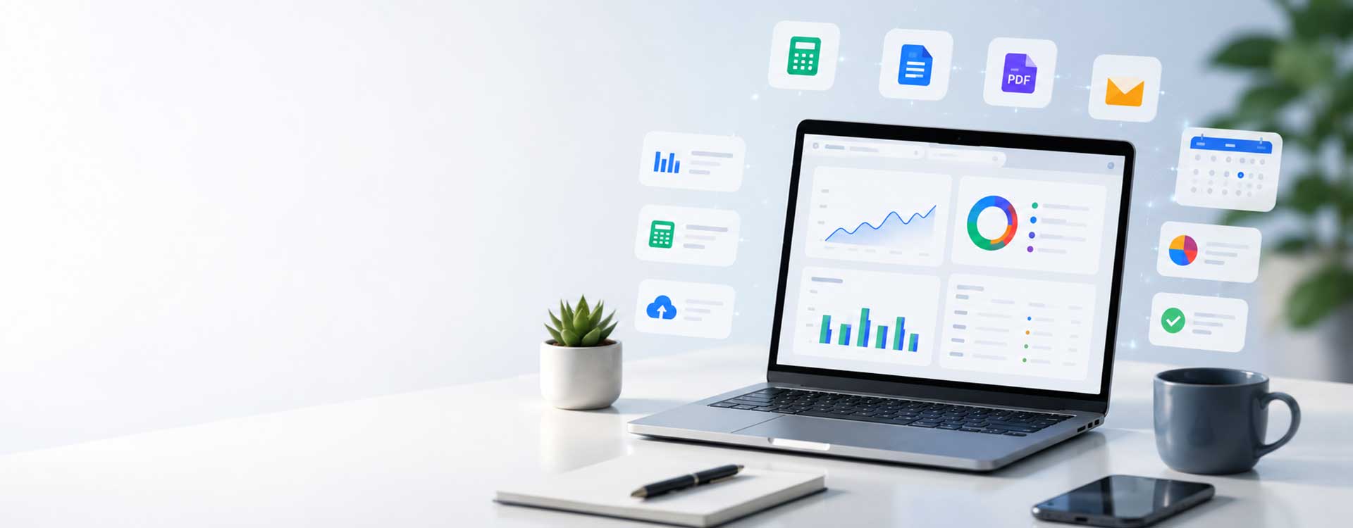 Modern workspace with browser productivity tools